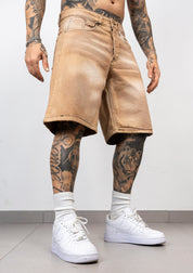 Bermuda Denim Effetto Vintage Beige