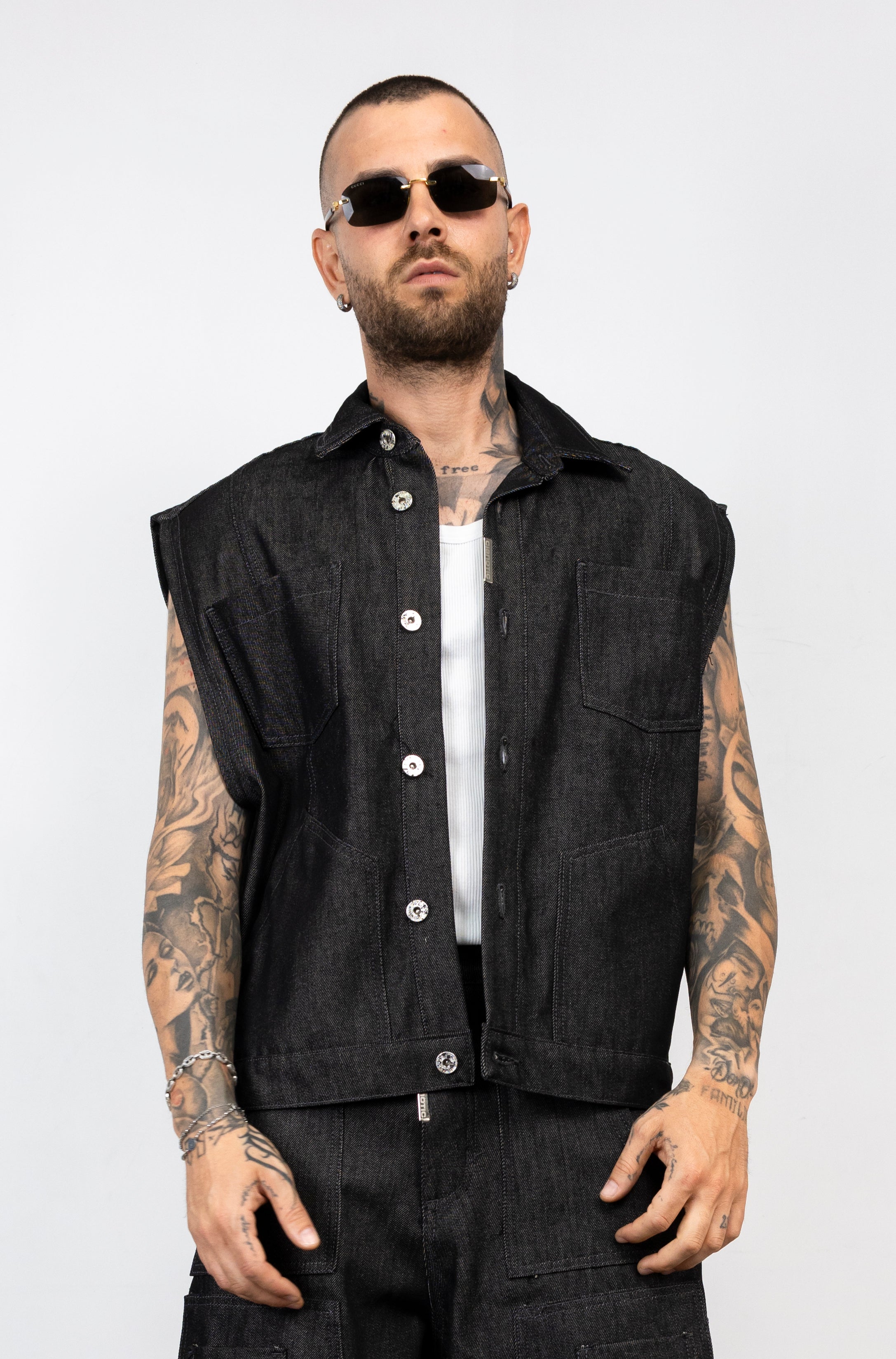 Coordinato Denim Cargo Sleeveless