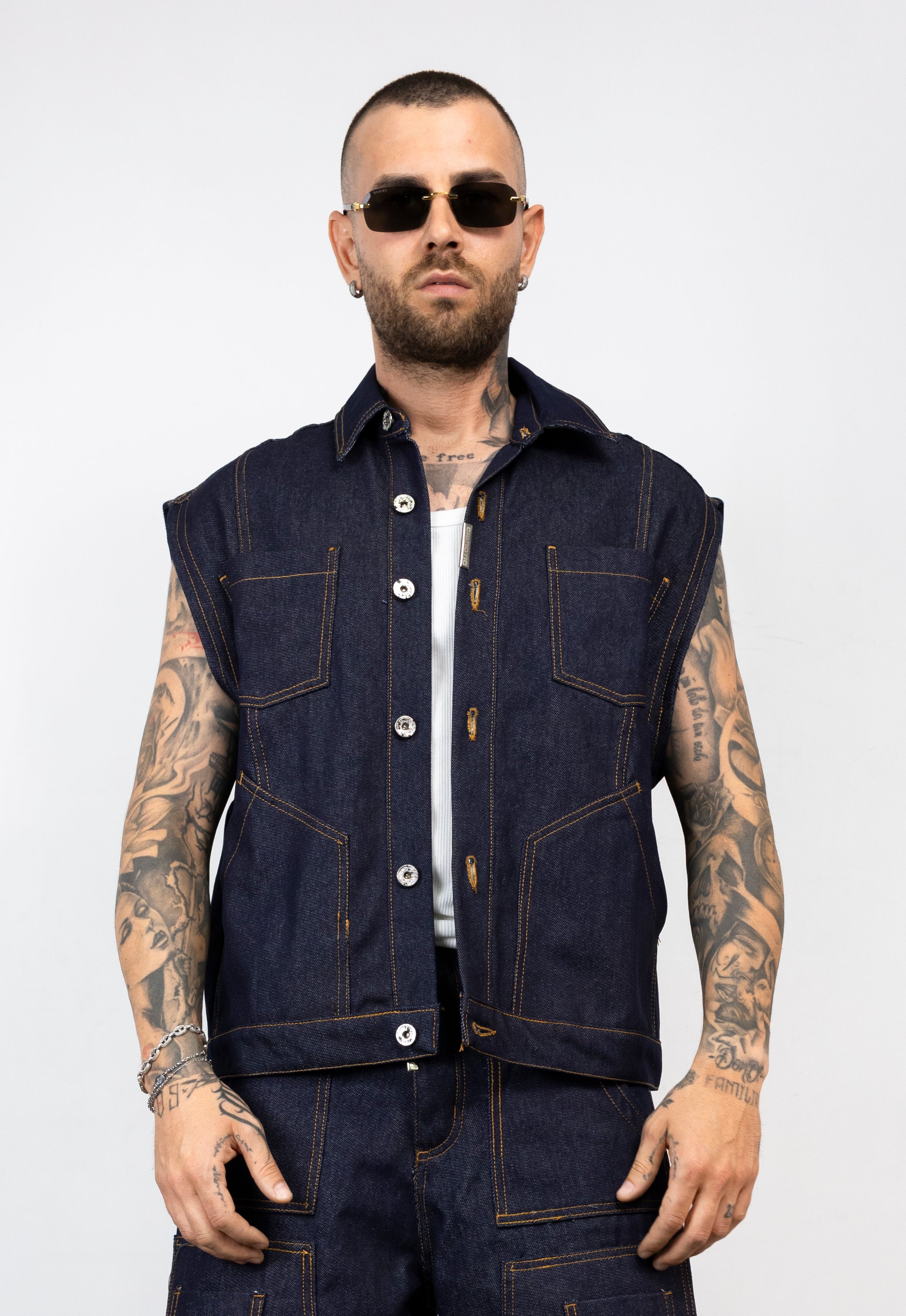 Coordinato Denim Cargo Sleeveless