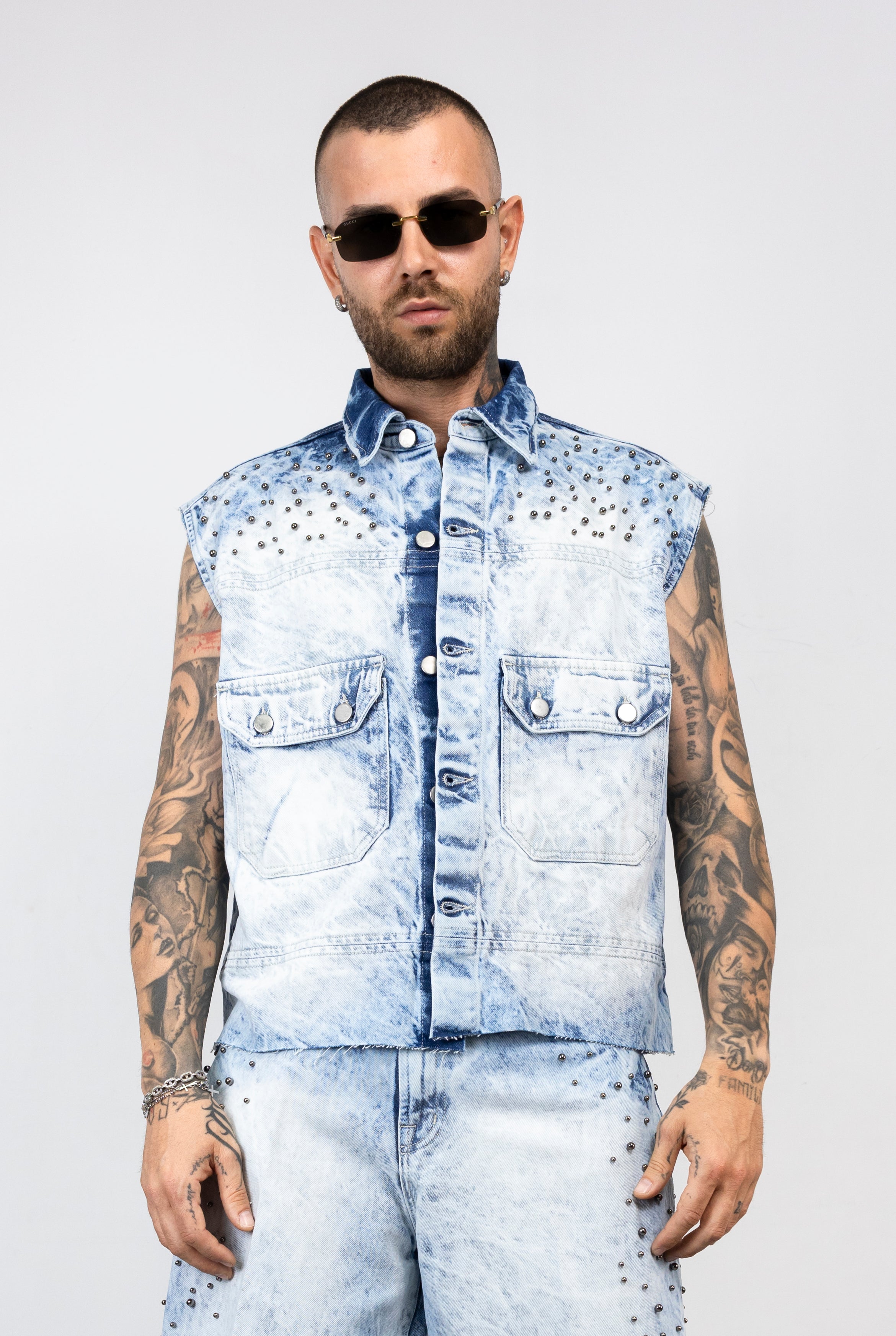 Coordinato Denim Studded Ice Wash