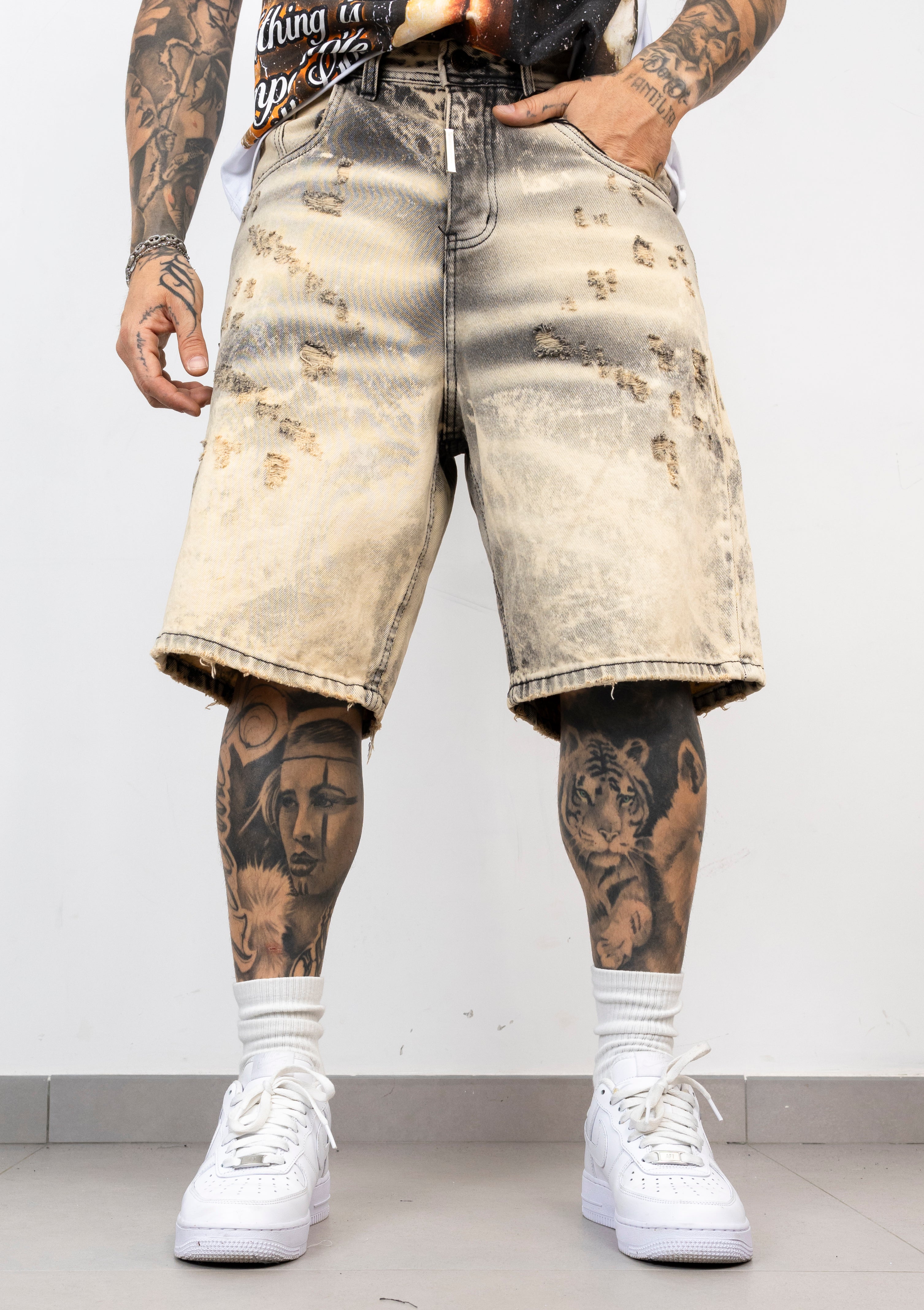 Bermuda Denim Effetto Vintage Destroyed