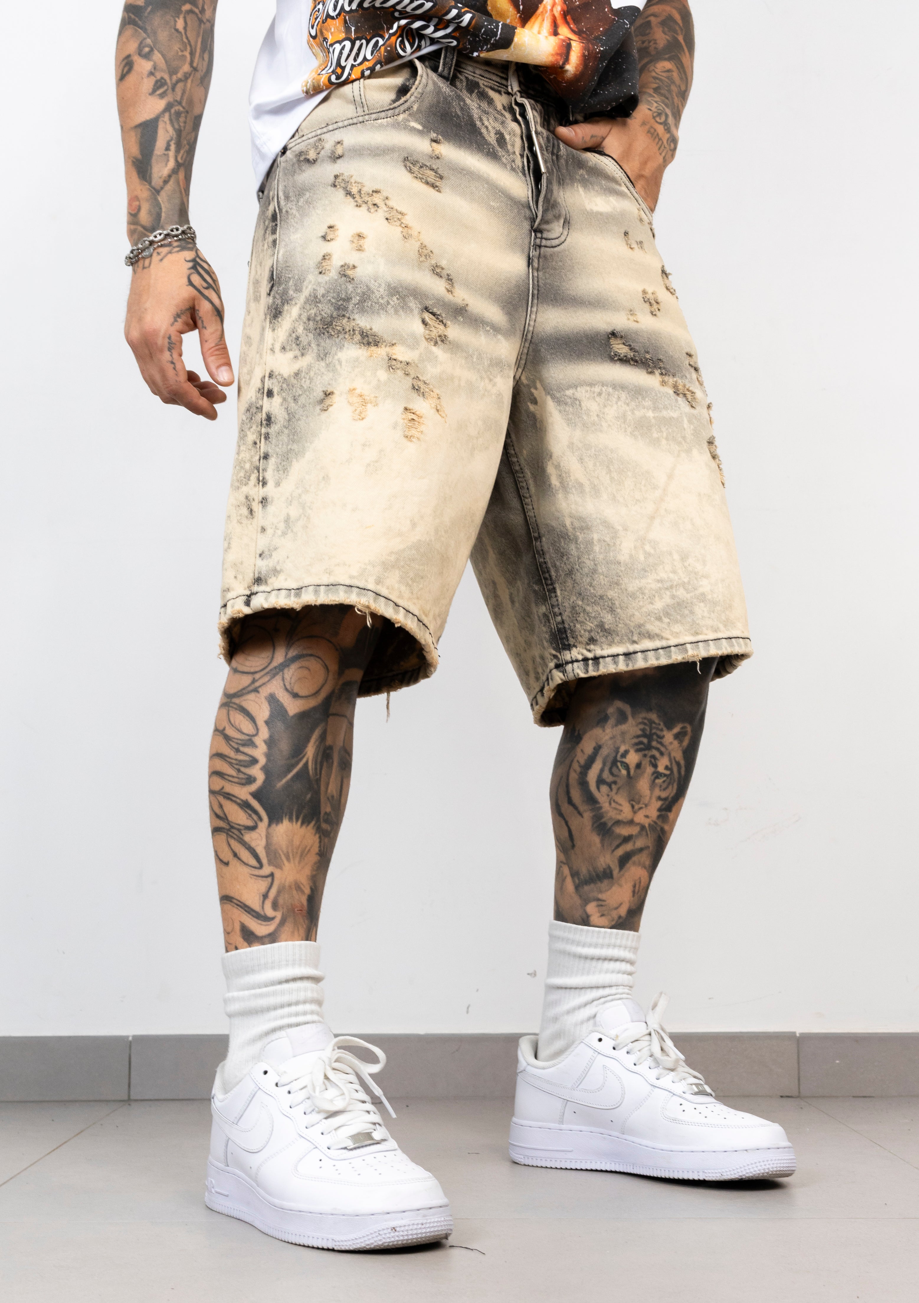 Bermuda Denim Effetto Vintage Destroyed