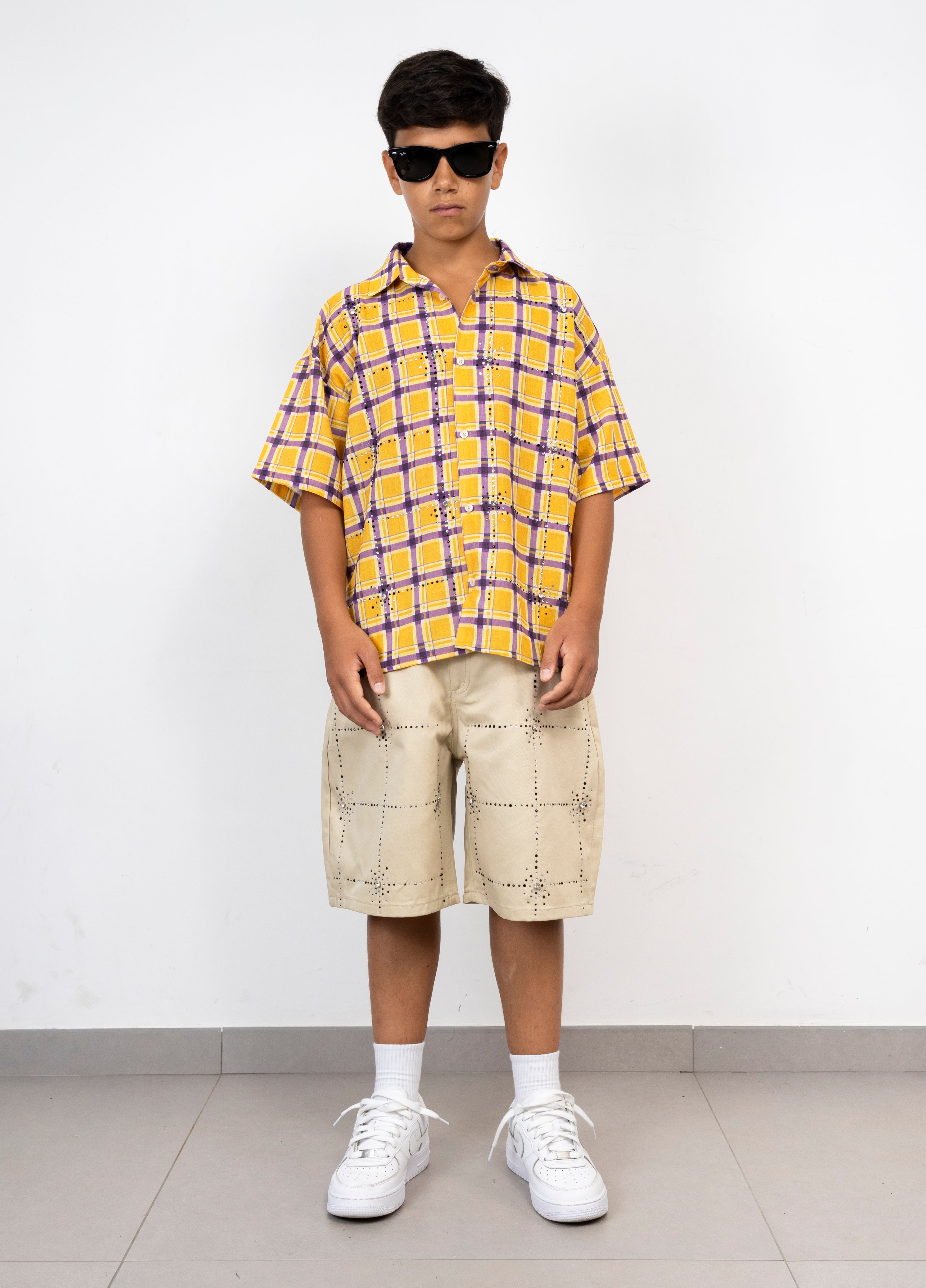Camicia a Quadri junior con Strass