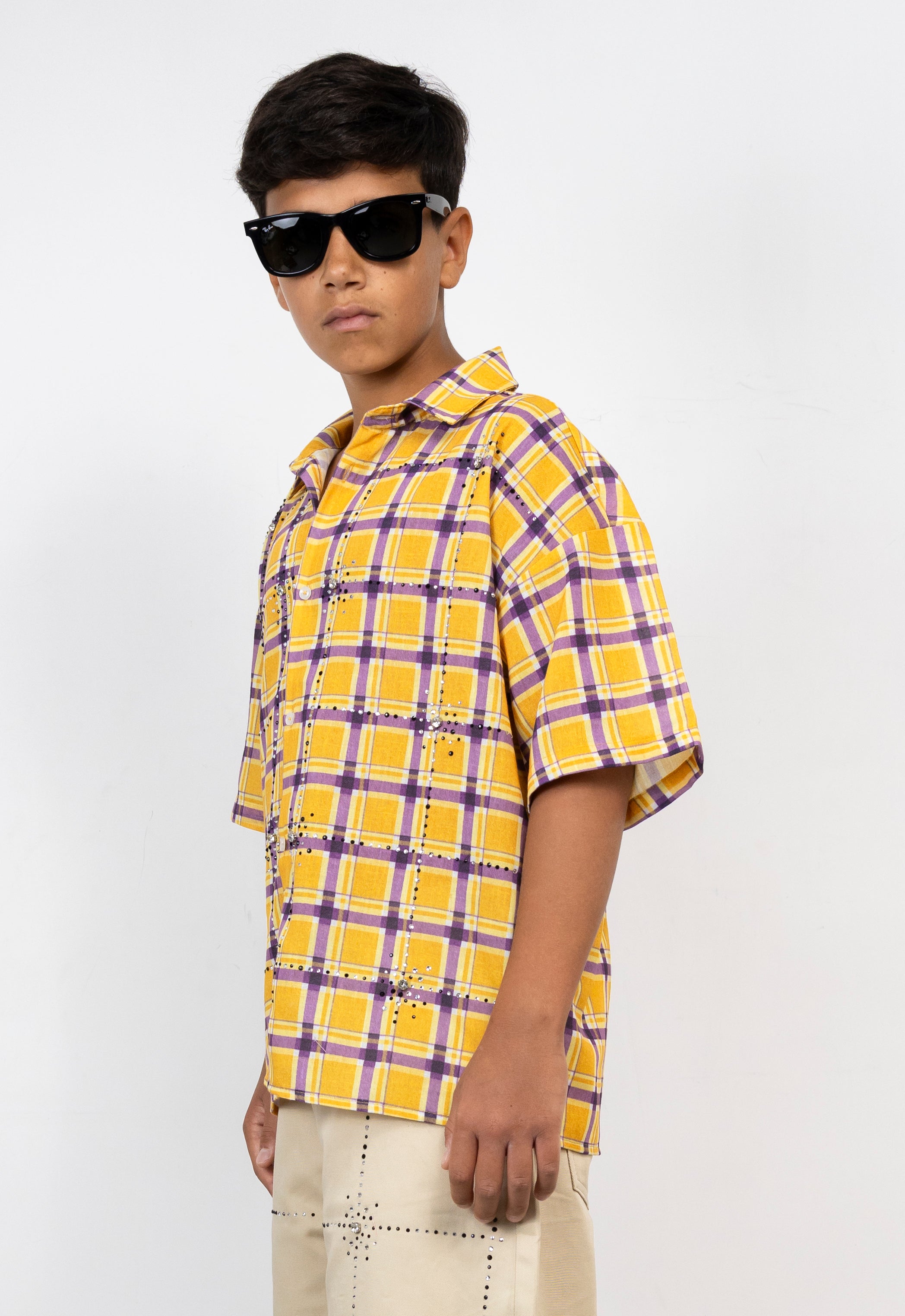 Camicia a Quadri junior con Strass