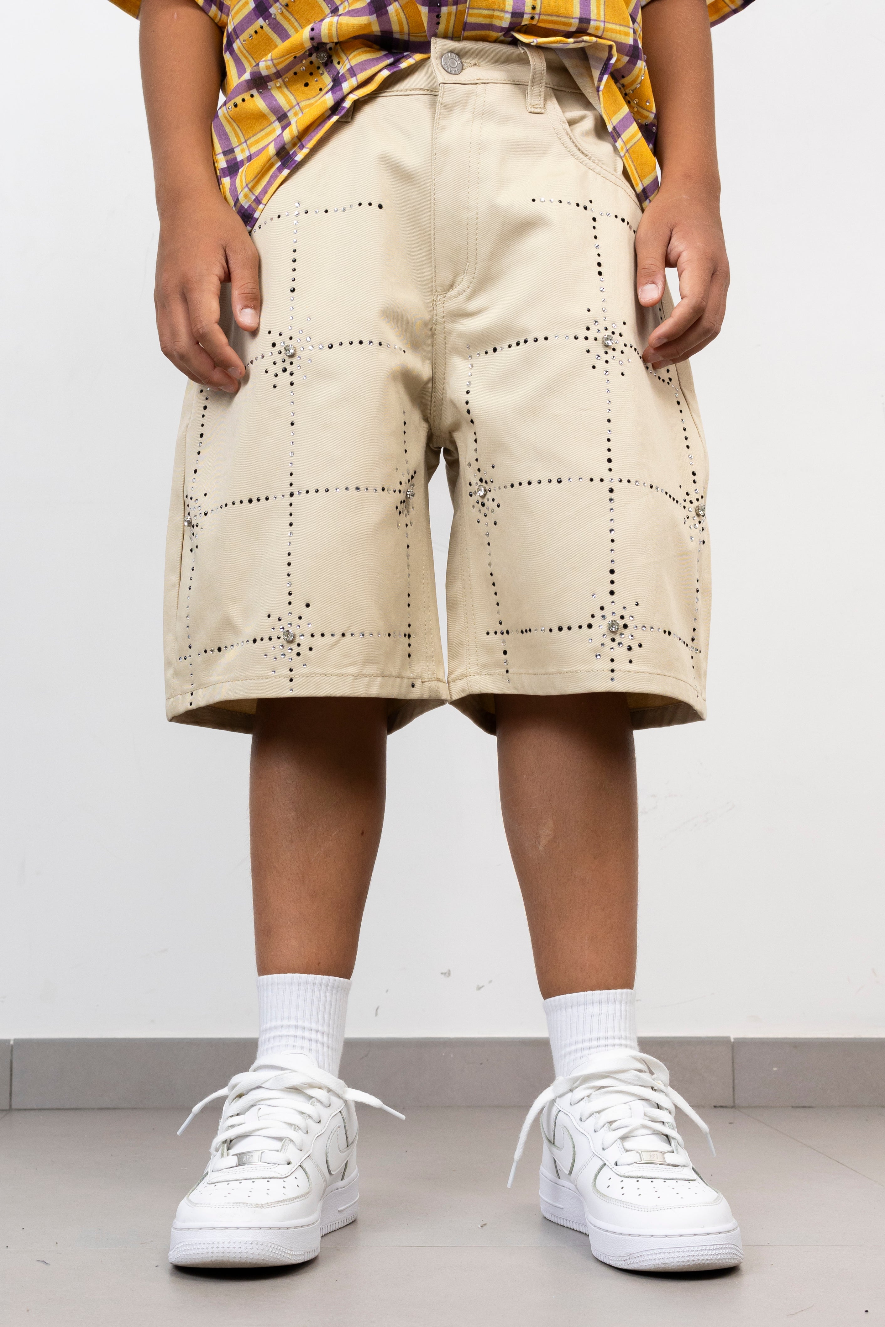 Bermuda junior quadri  con Strass