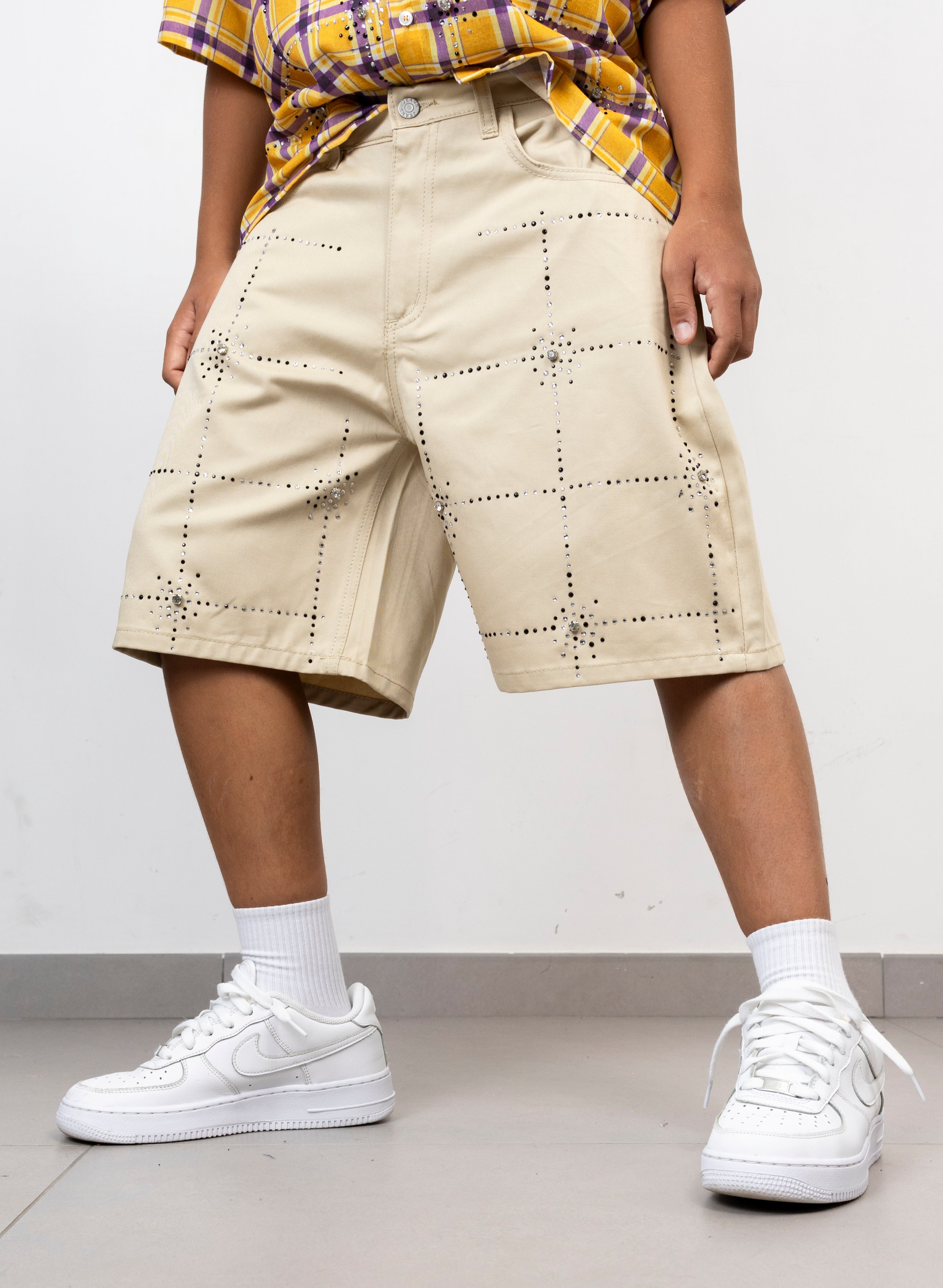 Bermuda junior quadri  con Strass