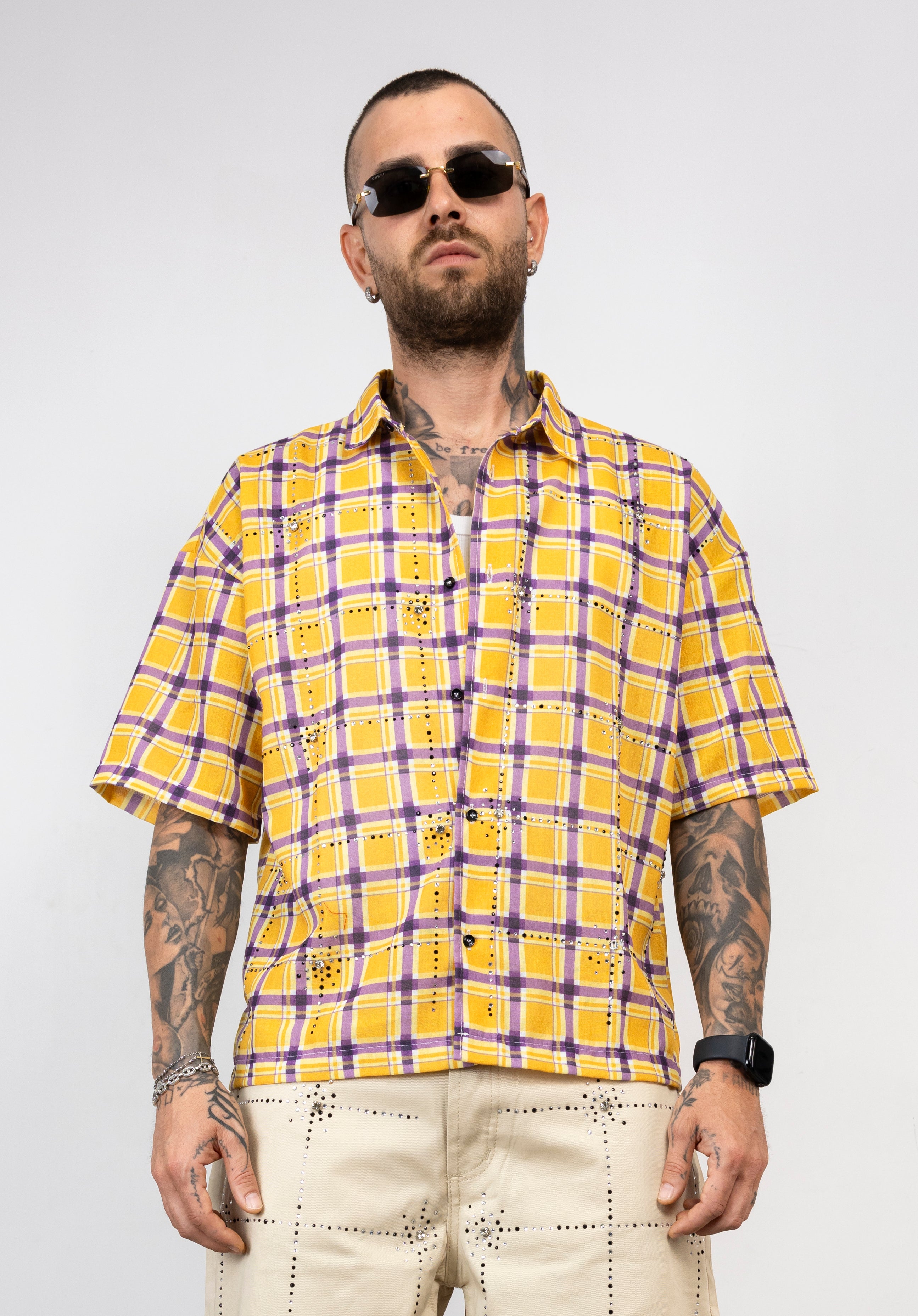 Camicia a Quadri con Applicazioni di Strass