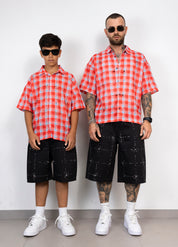Camicia a Quadri con Applicazioni di Strass
