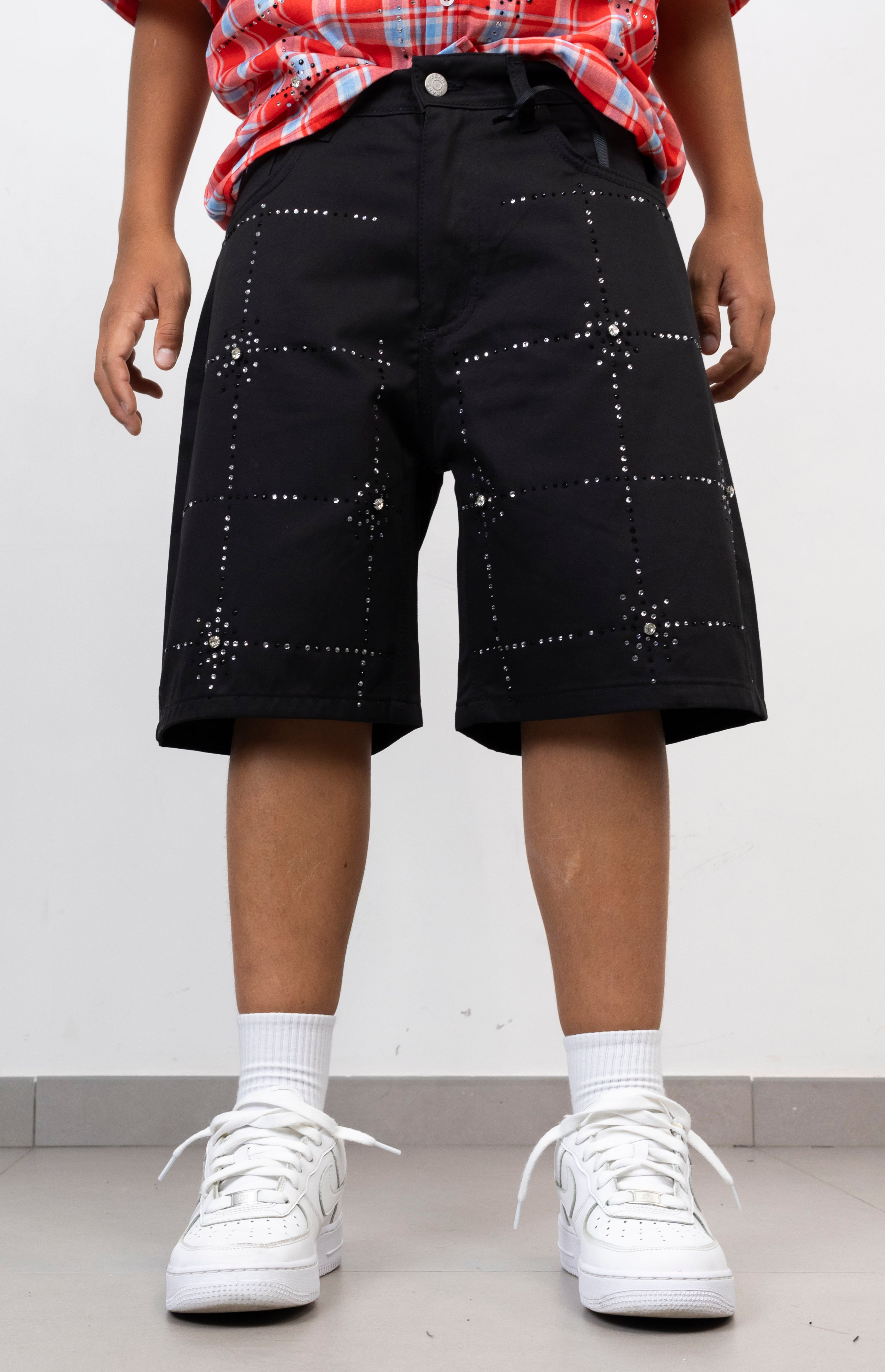 Bermuda junior quadri  con Strass