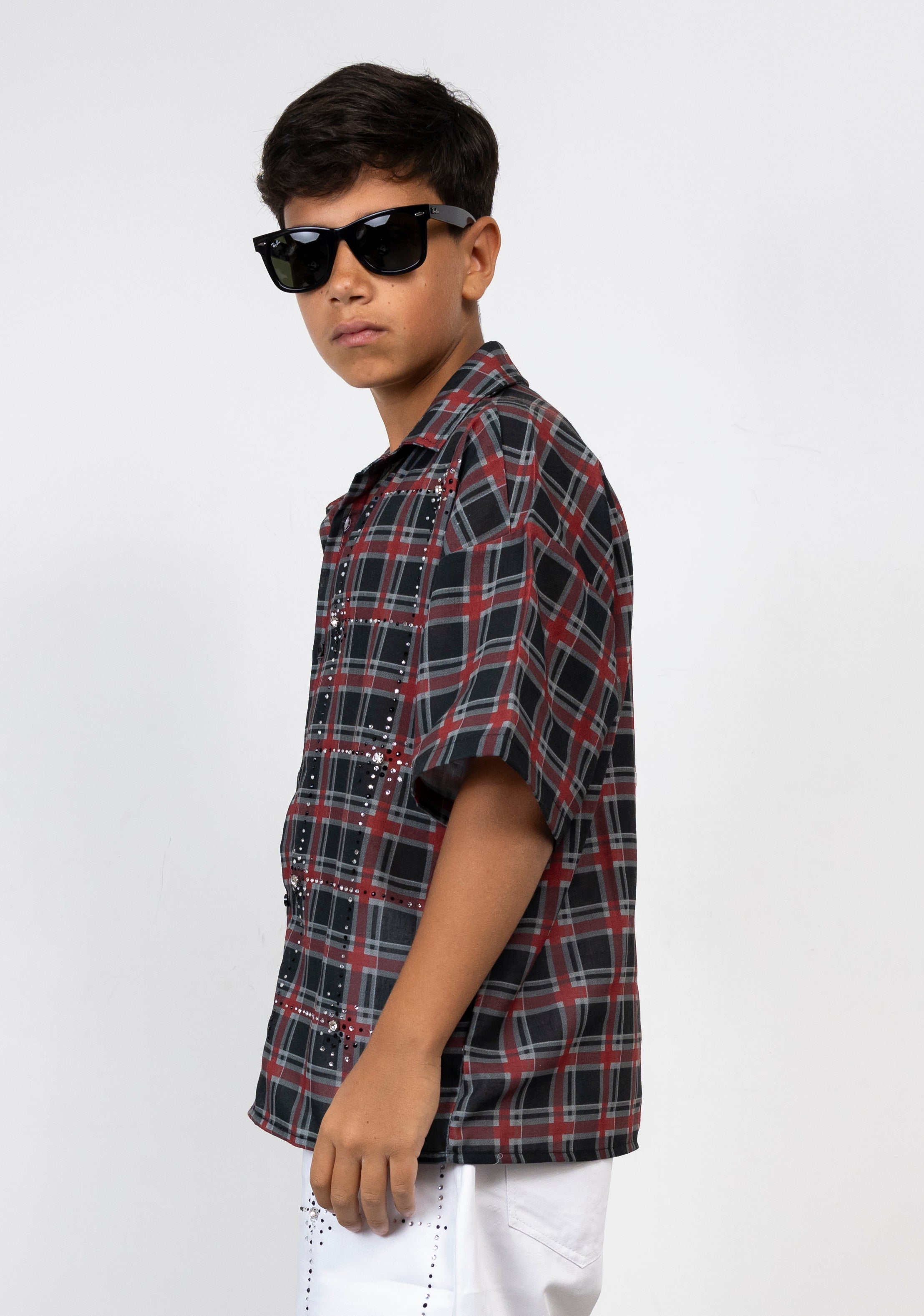 Camicia a Quadri junior con Strass