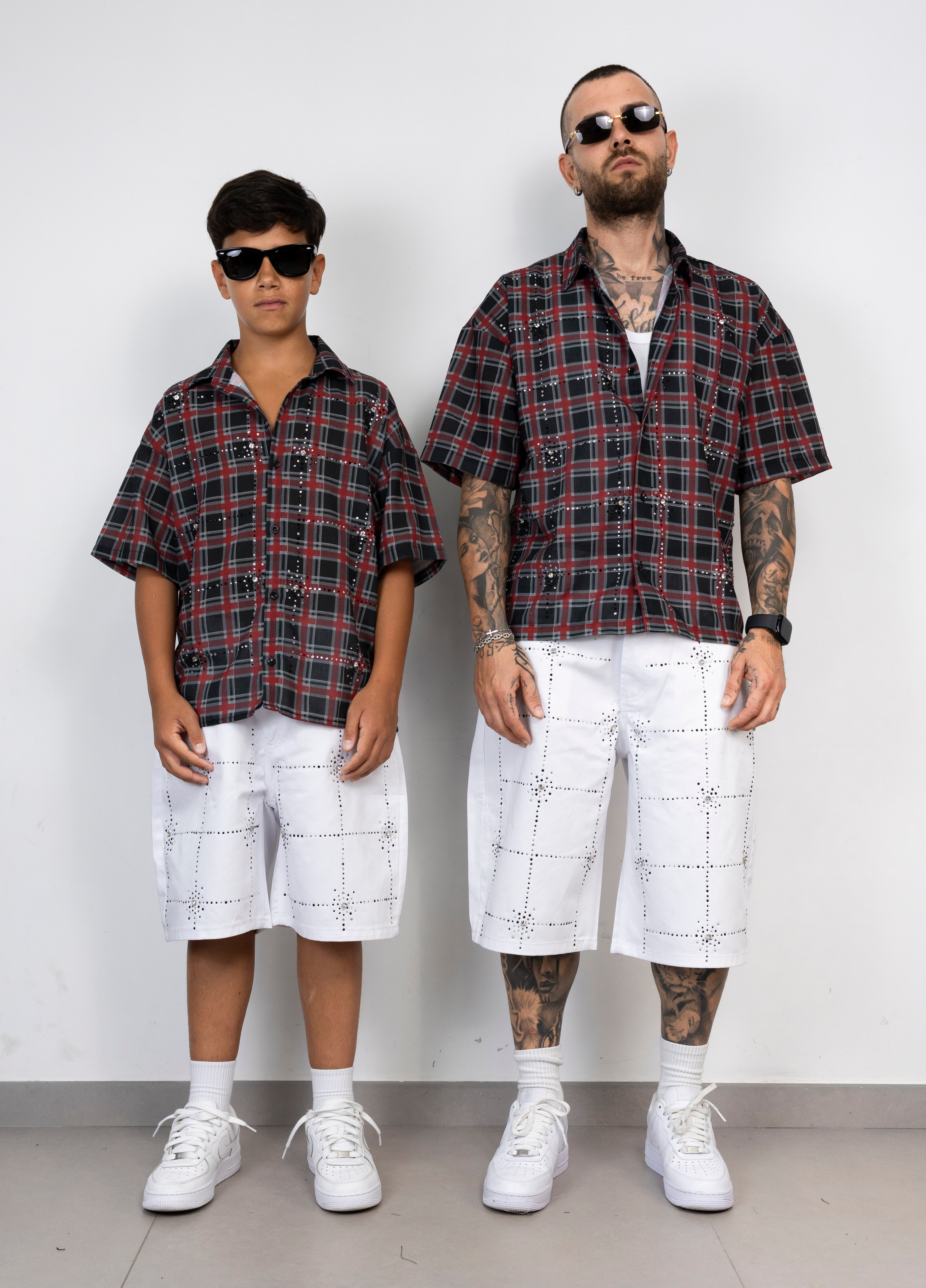 Camicia a Quadri con Applicazioni di Strass