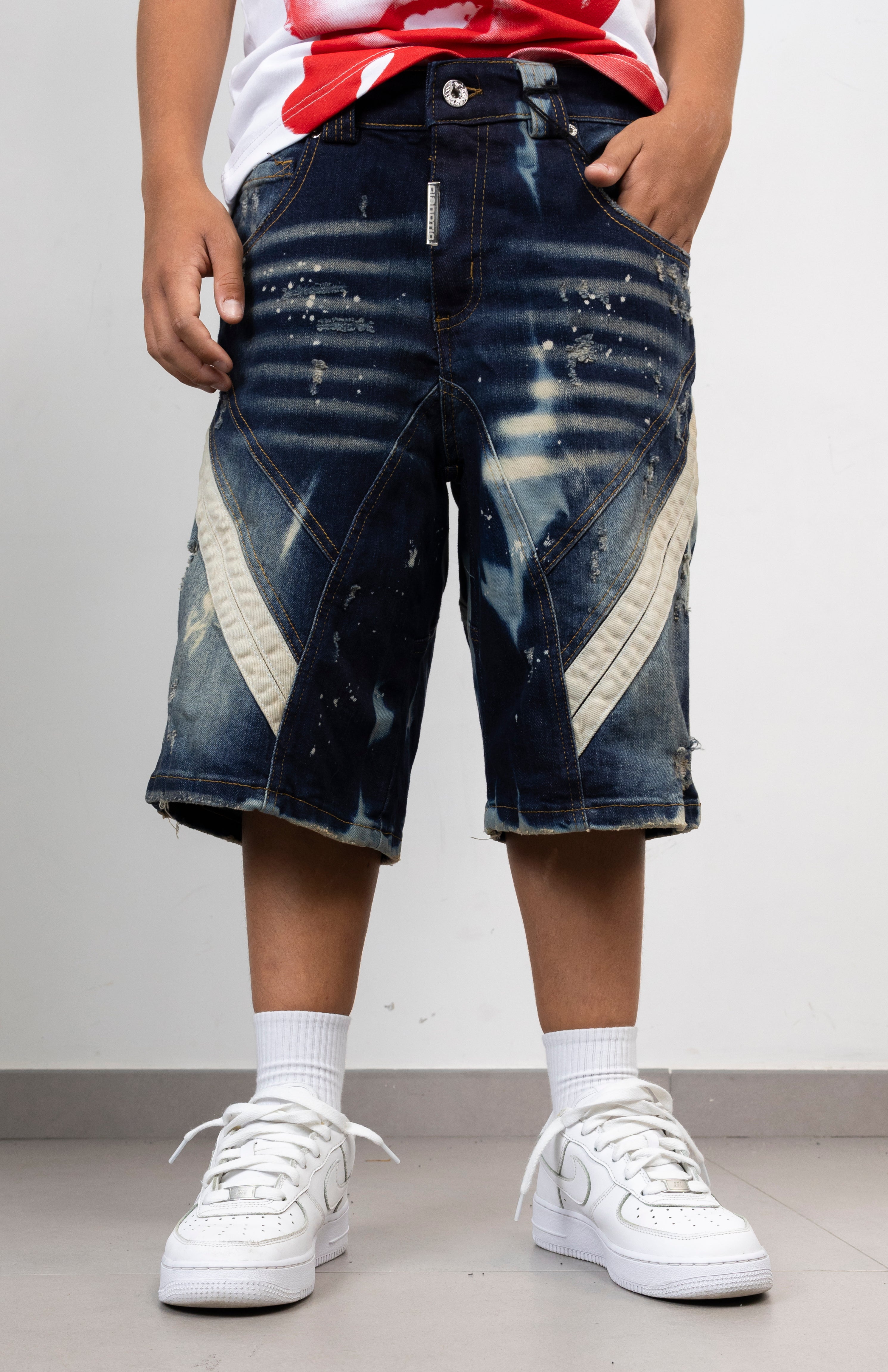 Bermuda Denim Junior con Inserti cianotic