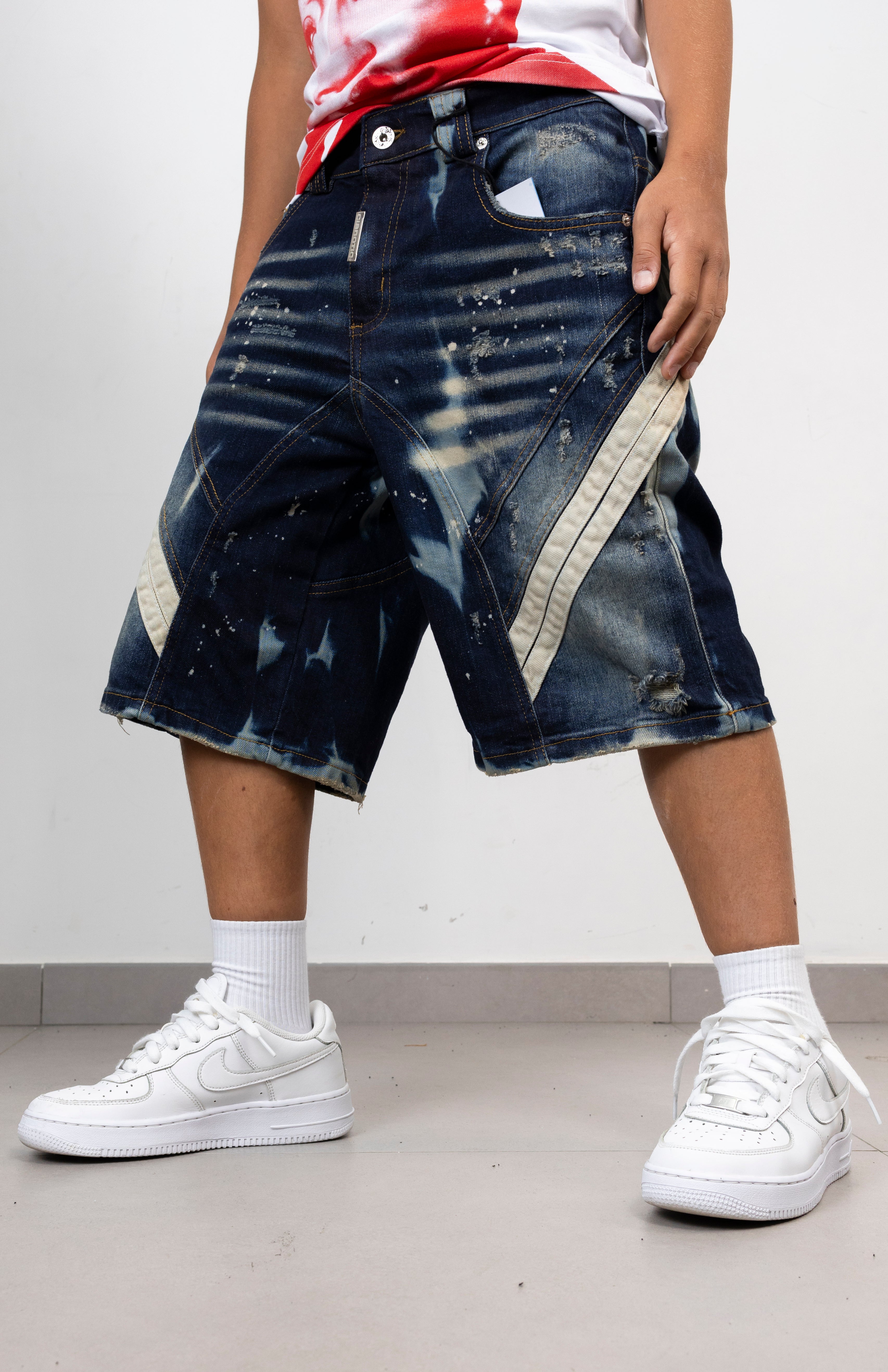 Bermuda Denim Junior con Inserti cianotic