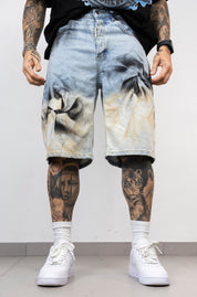 Bermuda Denim Light Wash con Effetto Spray