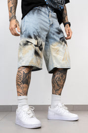 Bermuda Denim Light Wash con Effetto Spray