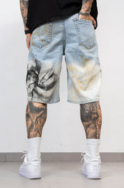 Bermuda Denim Light Wash con Effetto Spray