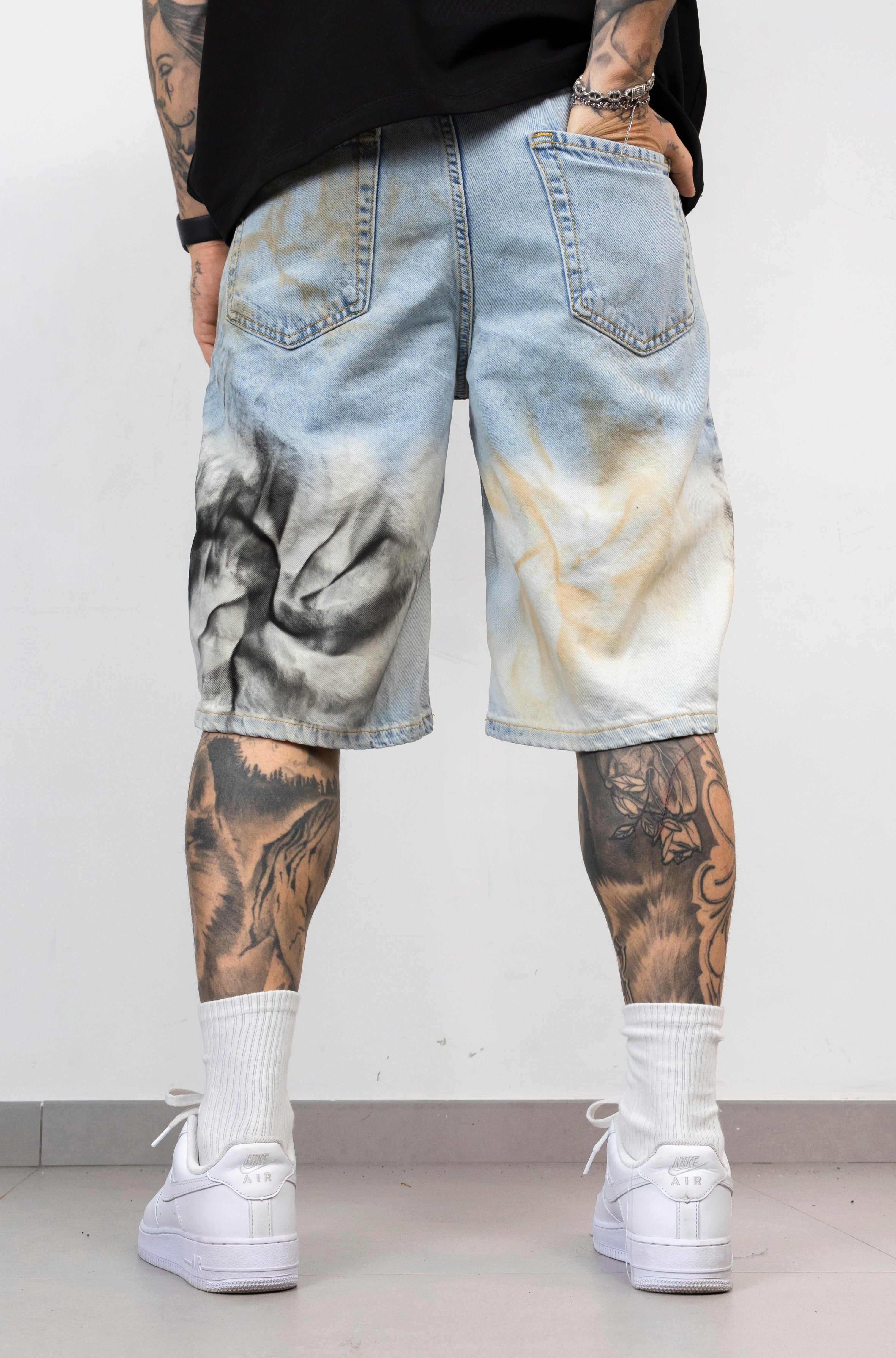 Bermuda Denim Light Wash con Effetto Spray
