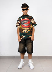 T-Shirt Junior Camouflage con Stampa