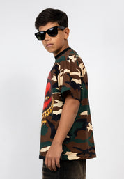 T-Shirt Junior Camouflage con Stampa