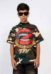 T-Shirt Junior Camouflage con Stampa