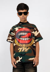 T-Shirt Junior Camouflage con Stampa