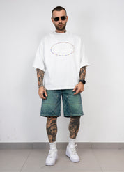 T-Shirt Oversize Hydo con Logo Ricamato e Strass