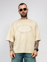 T-Shirt Oversize Hydo con Logo Ricamato e Strass