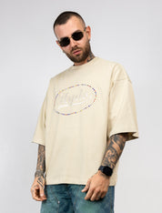 T-Shirt Oversize Hydo con Logo Ricamato e Strass