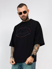 T-Shirt Oversize Hydo con Logo Ricamato e Strass