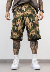 Bermuda Camouflage con Applicazioni Borchiate e brillantini