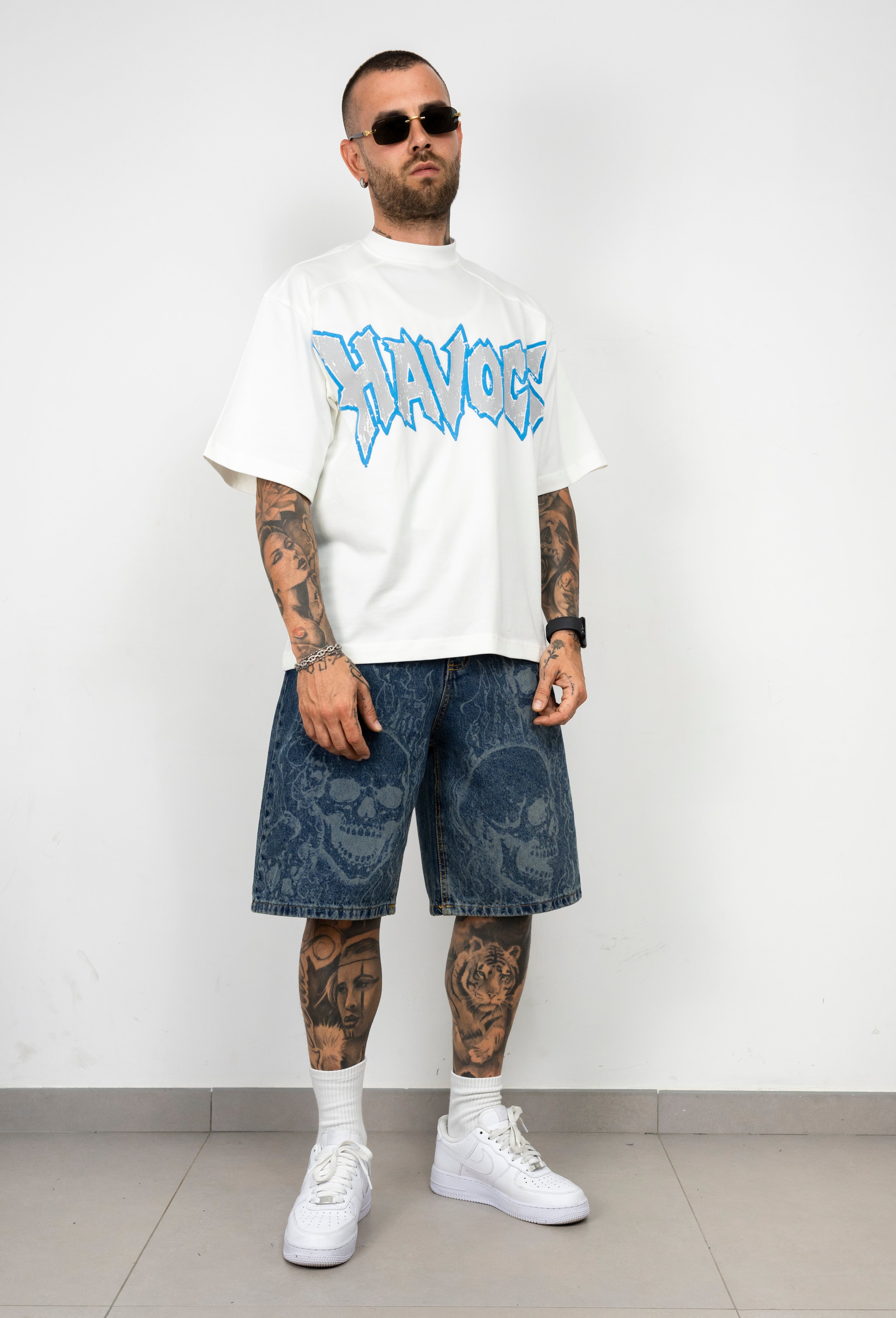 Bermuda in Denim  Skull laser