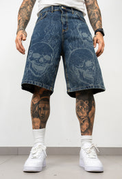 Bermuda in Denim  Skull laser