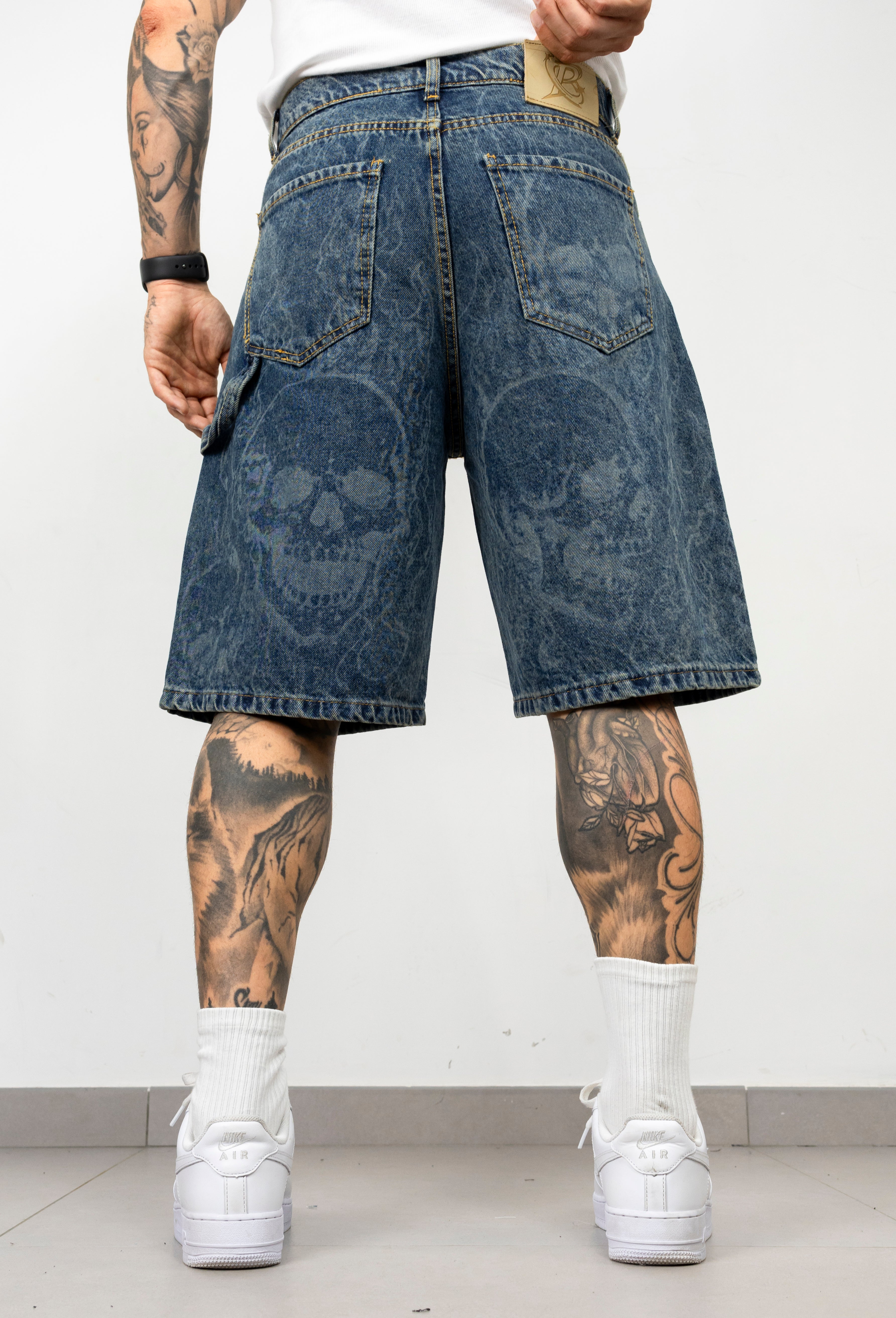 Bermuda in Denim  Skull laser