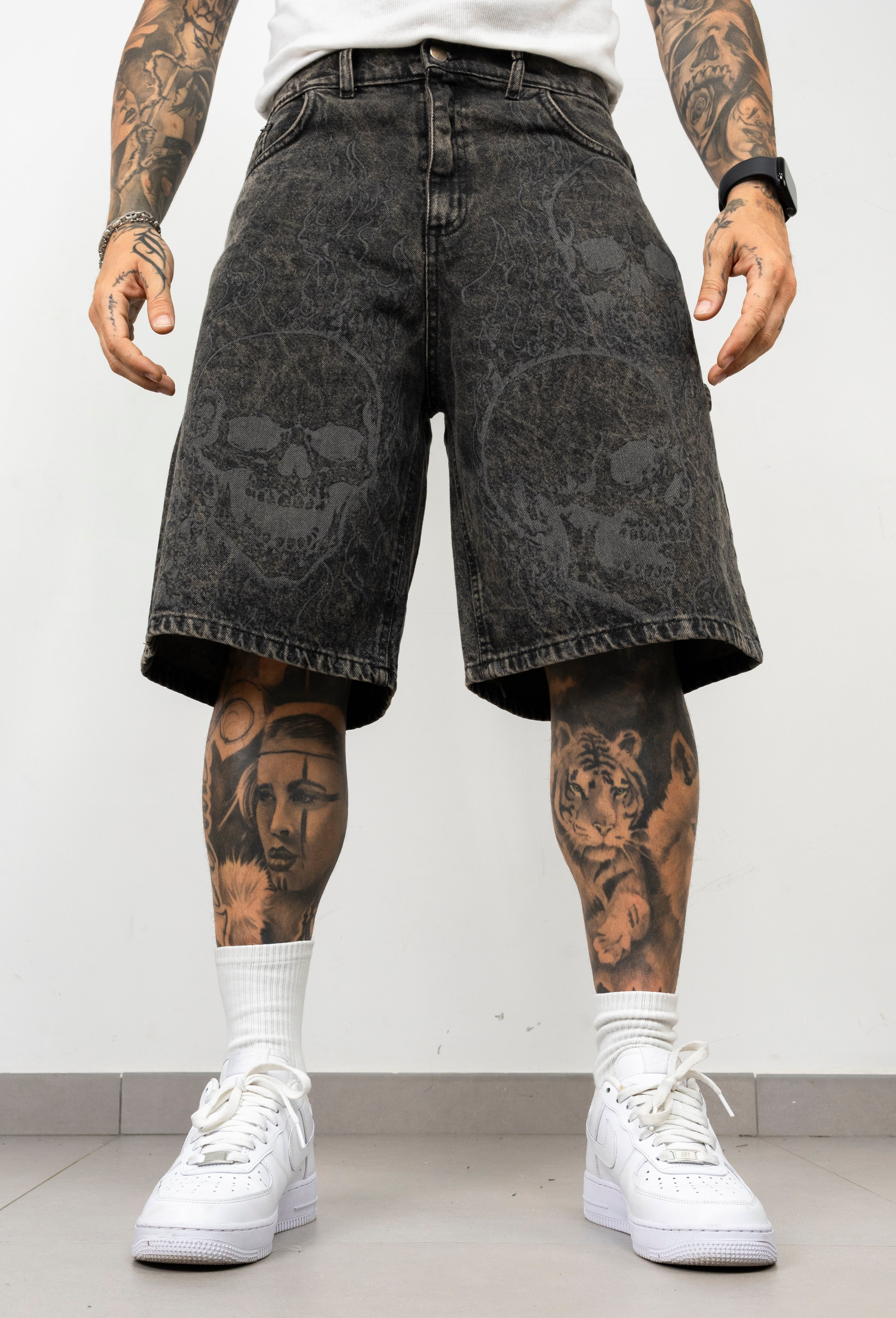 Bermuda in Denim  Skull laser