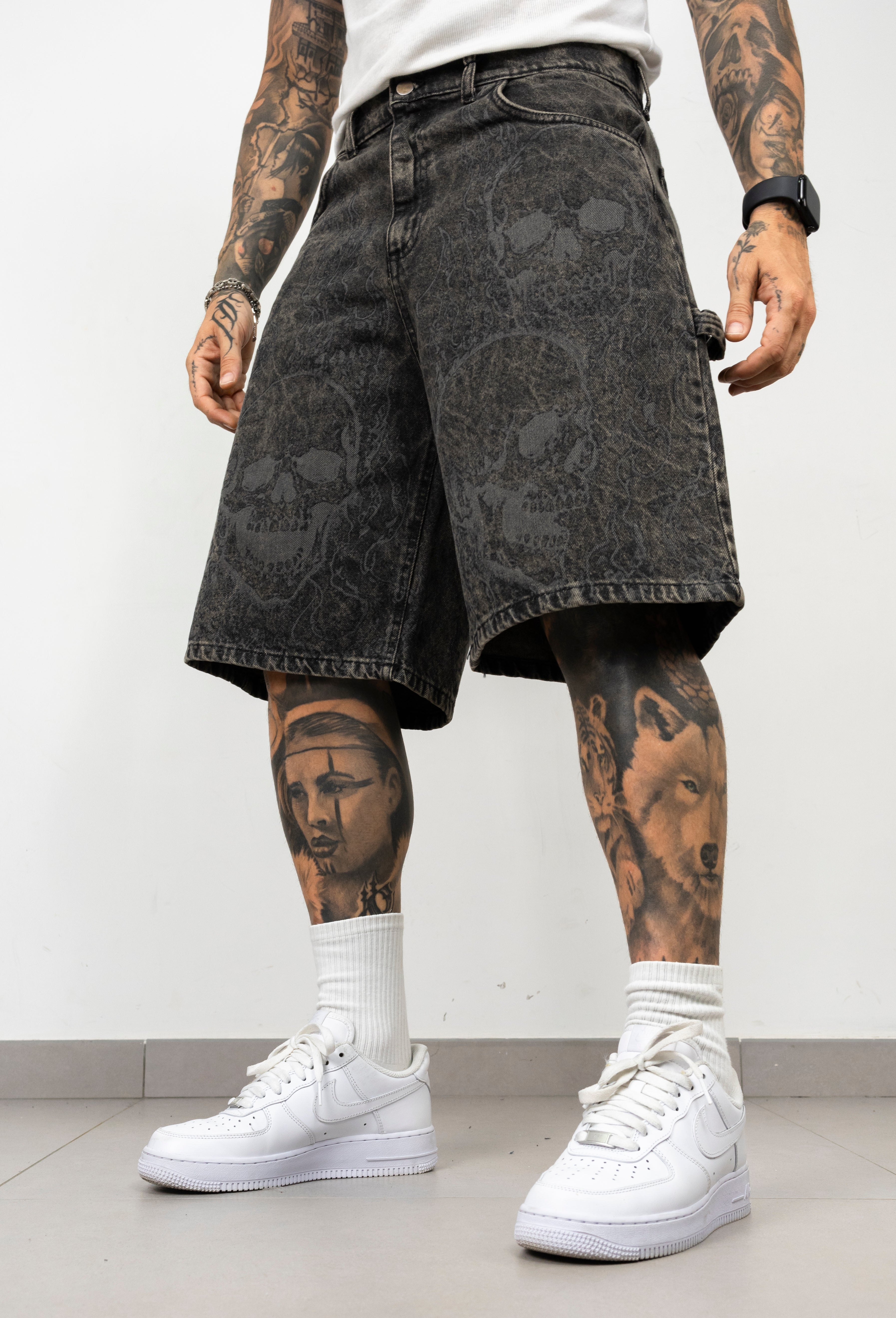 Bermuda in Denim  Skull laser