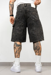 Bermuda in Denim  Skull laser