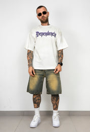 T-shirt Oversize con Stampa Fronte Retro e Brillantini