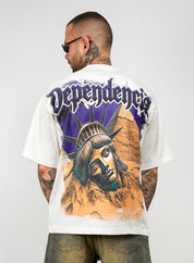T-shirt Oversize con Stampa Fronte Retro e Brillantini