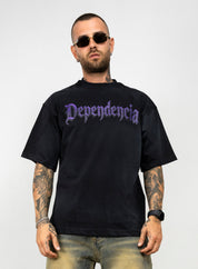 T-shirt Oversize con Stampa Fronte Retro e Brillantini