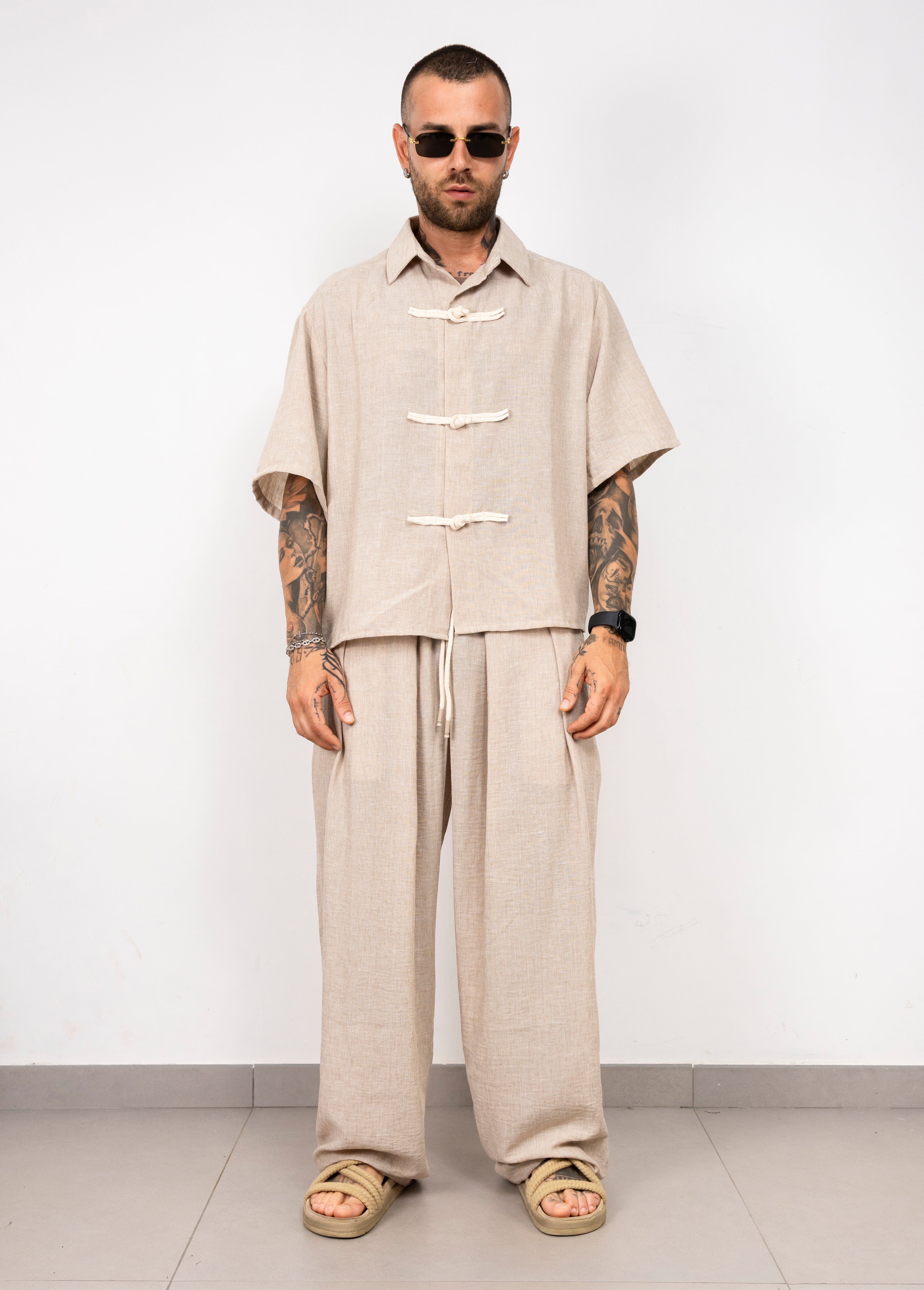 Coordinato in Lino con Chiusura a Nodo. BLKC