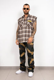 Camicia Smanicata a Quadri con Brillantini empty