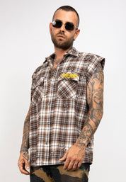 Camicia Smanicata a Quadri con Brillantini empty