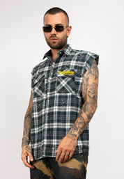 Camicia Smanicata a Quadri con Brillantini empty
