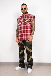 Camicia Smanicata a Quadri con Brillantini empty