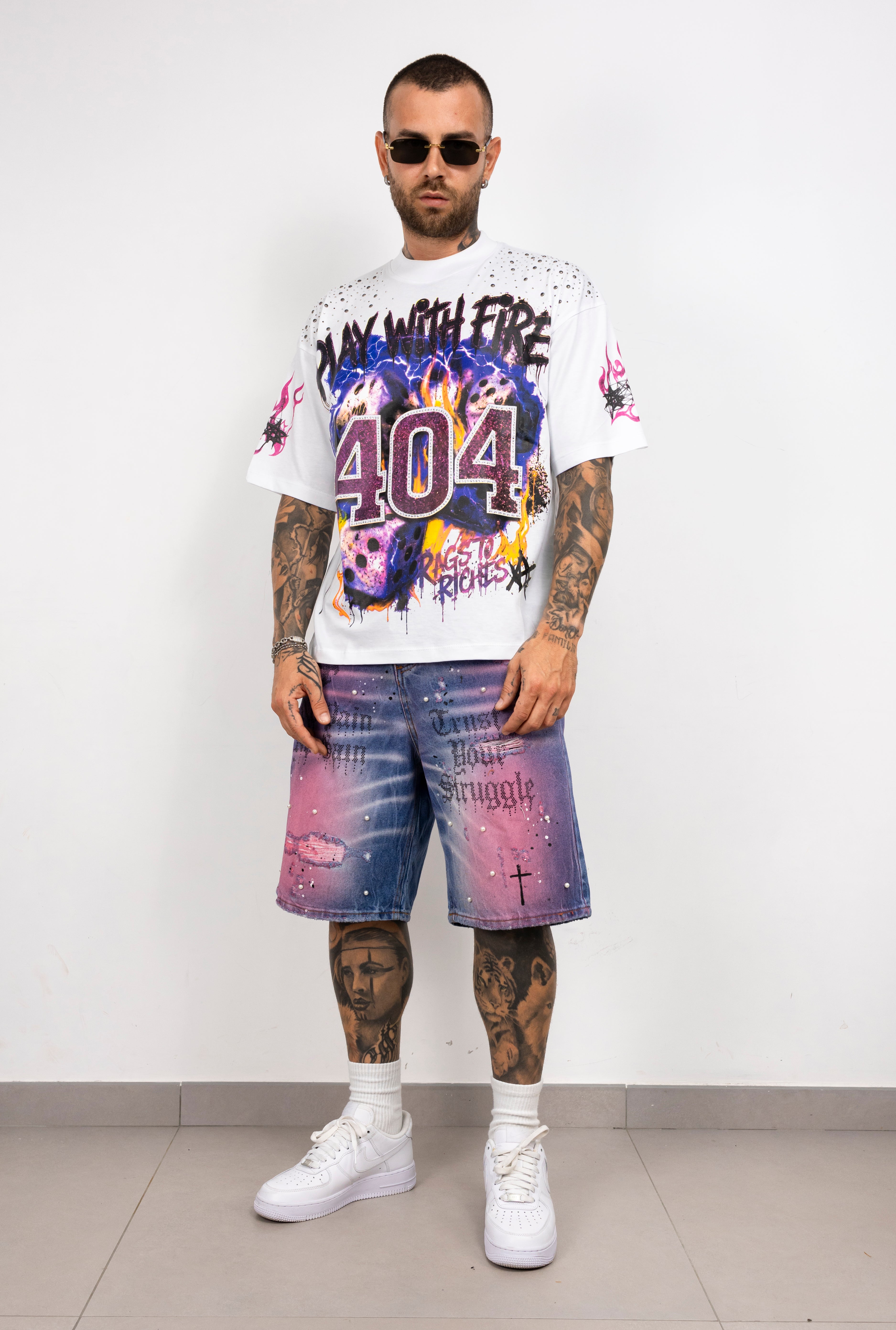 T-shirt  404 con Strass cianotic