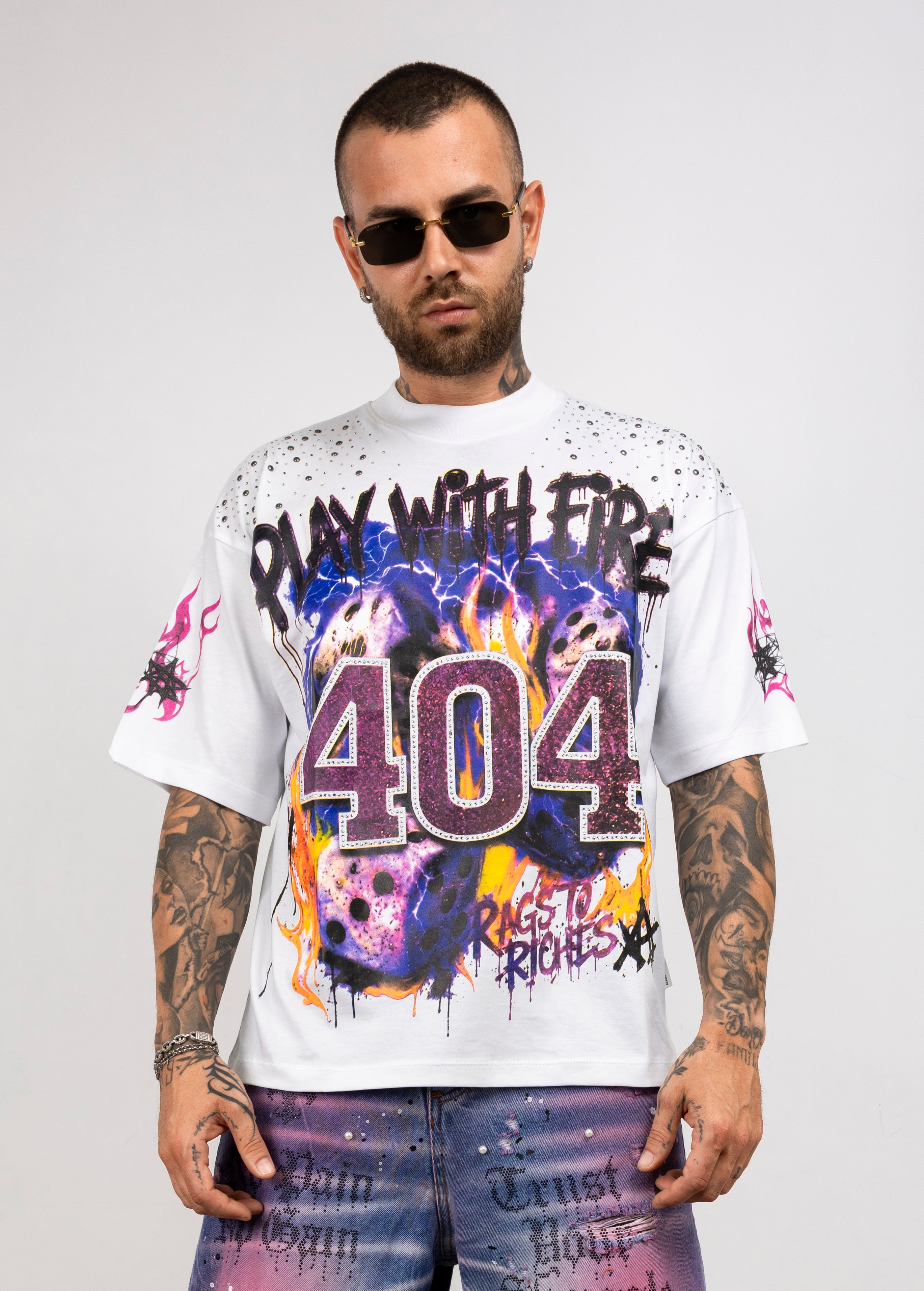 T-shirt  404 con Strass cianotic