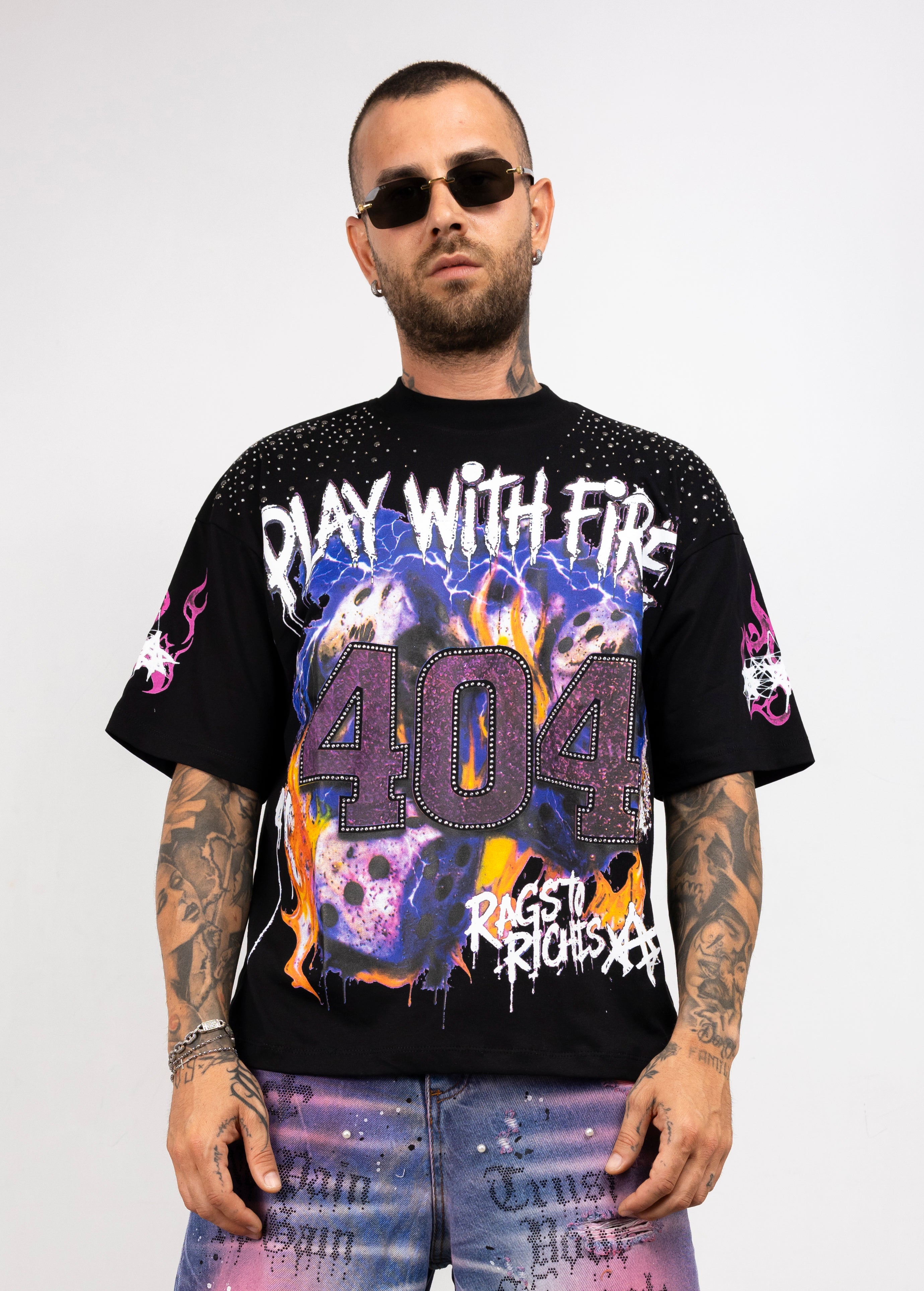 T-shirt  404 con Strass cianotic