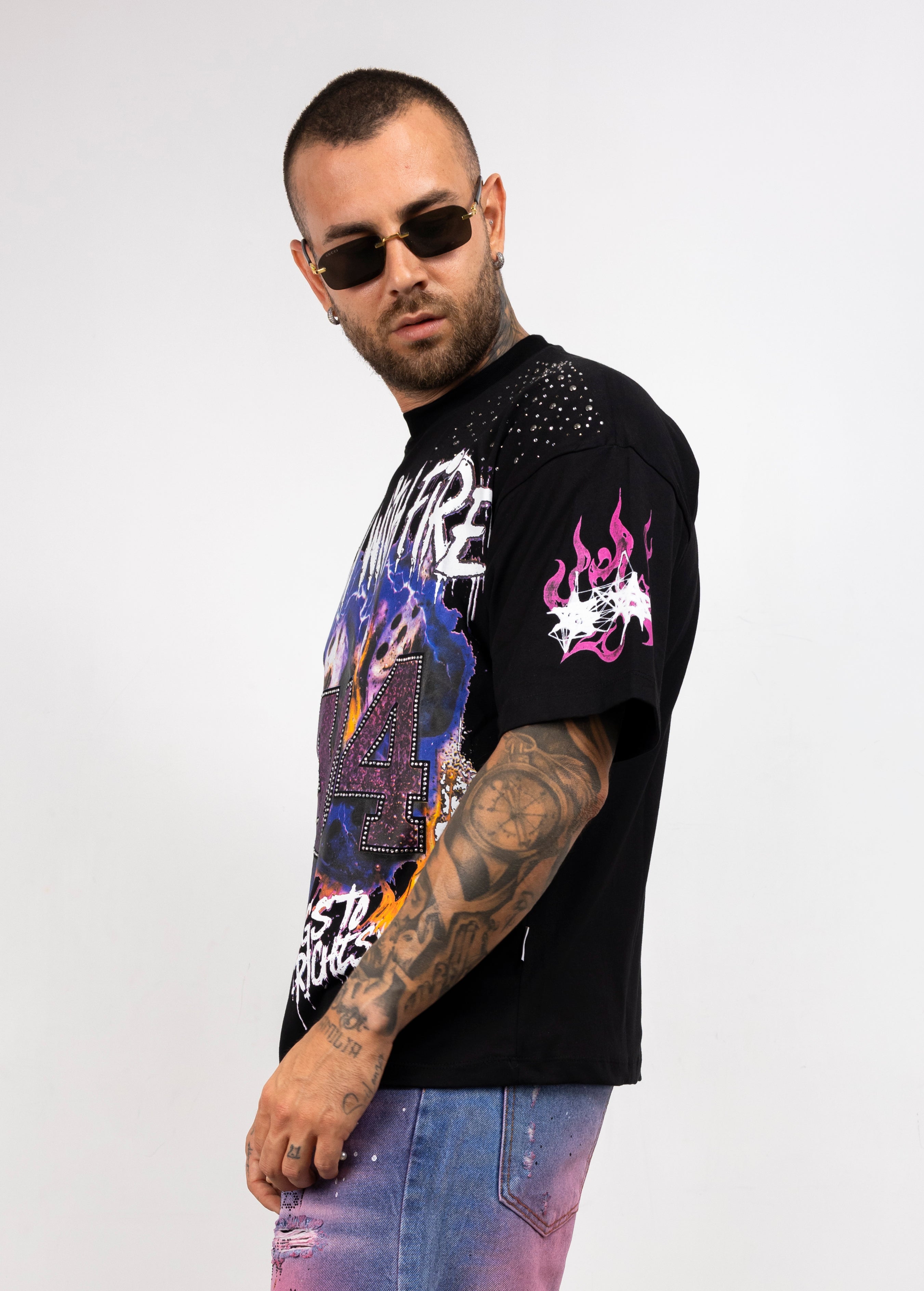 T-shirt  404 con Strass cianotic