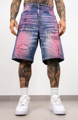 Bermuda Denim Spray con Strass