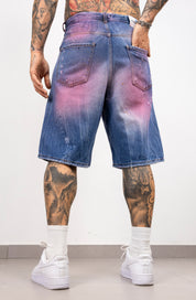 Bermuda Denim Spray con Strass